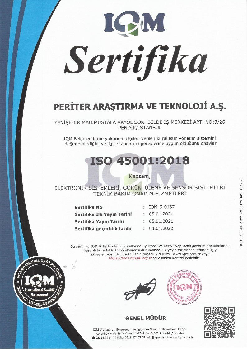 Periter ISO 45001 Occupational Health & Safety Certificate
